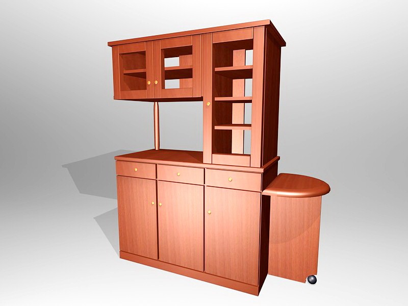 Tall Wood Kitchen Cupboard 3d model download — 3D model download