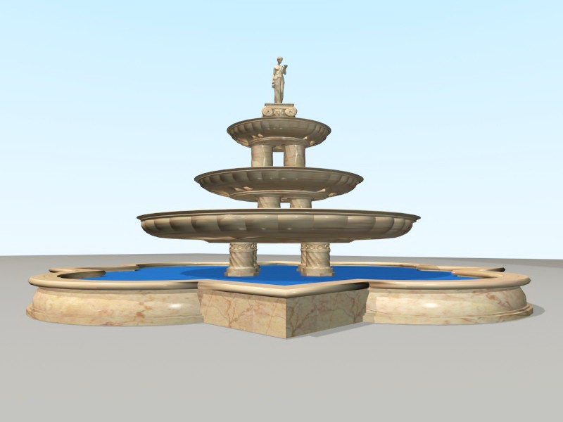 Large Yellow Marble Fountain 3d model download — 3D model download