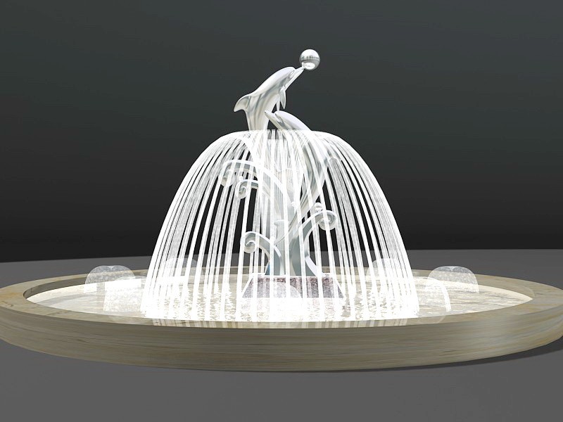 Dolphin Pond Fountain 3d model download — 3D model download