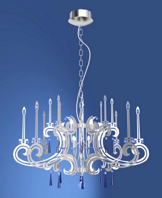 Chrome Flower Chandelier 3d model download — 3D model download