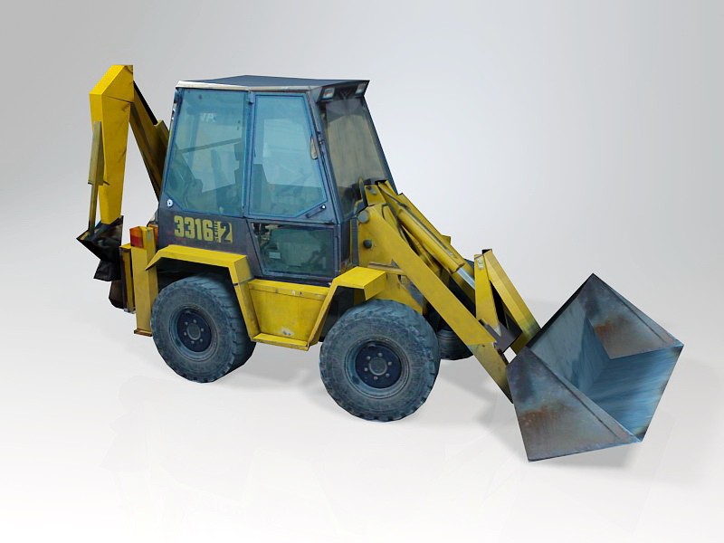 Low Poly Backhoe Loader 3d model download — 3D model download