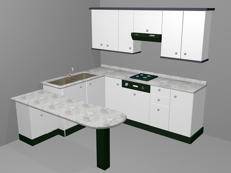 Small White Kitchen Design Ideas 3d model download — 3D model download