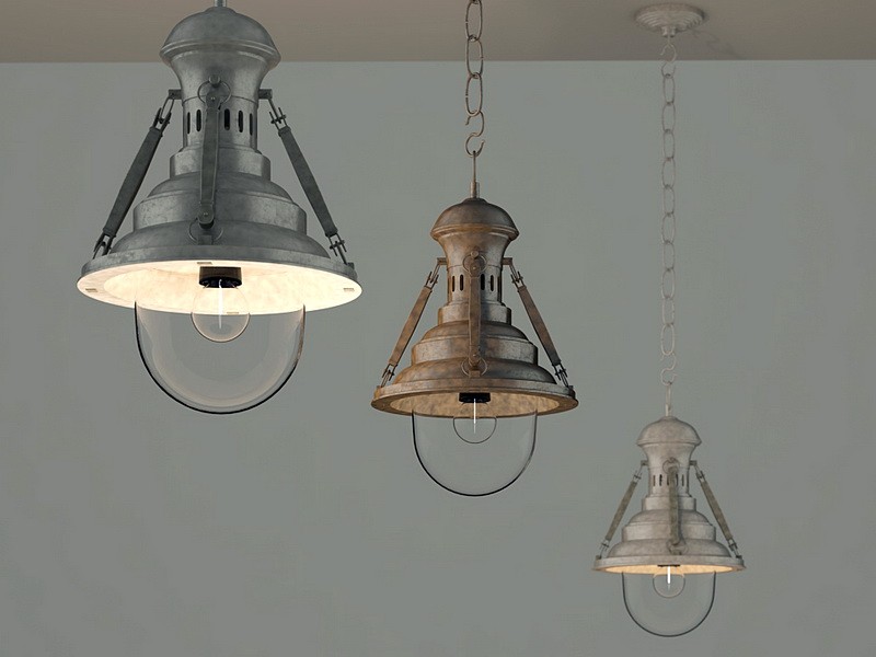 Antique Industrial Ceiling Lamp 3d model download — 3D model download