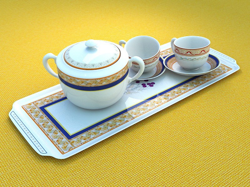 Cupset Tea Set 3d model download — 3D model download