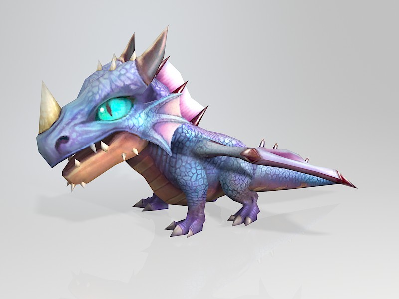 Little Cute Cartoon Dragon 3d model download — 3D model download