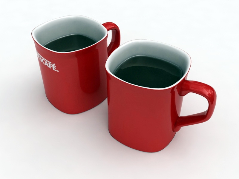 Nescafe Coffee Red Mugs 3d model download — 3D model download