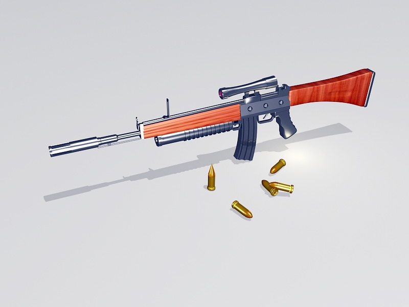 Tactical Rifle and Ammunition 3d model download — 3D model download