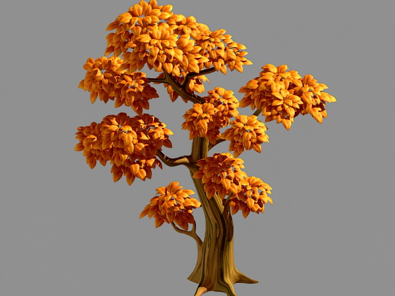 Yellow Tree Cartoon 3d model download — 3D model download