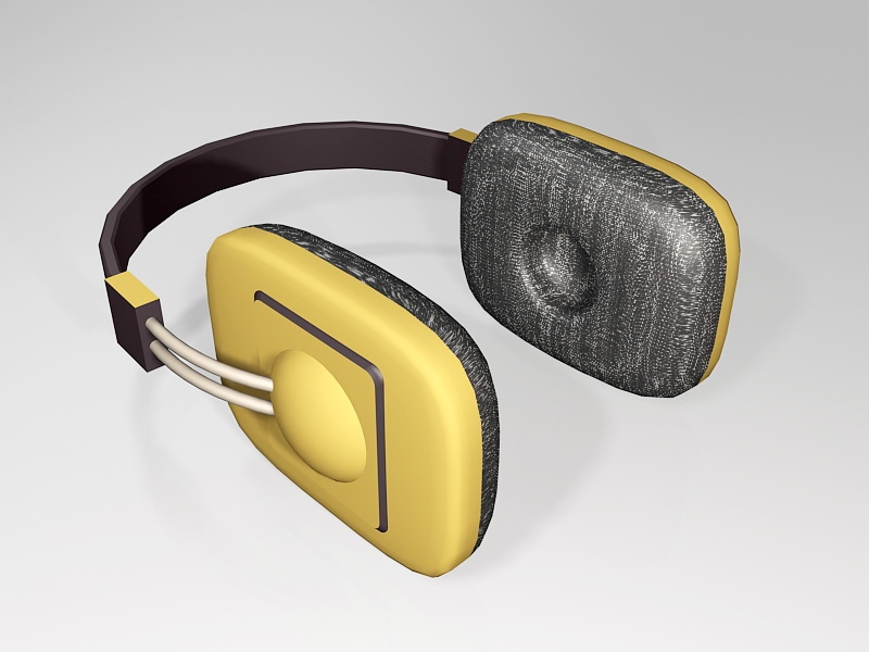 Yellow Audio Headphone 3d model download — 3D model download