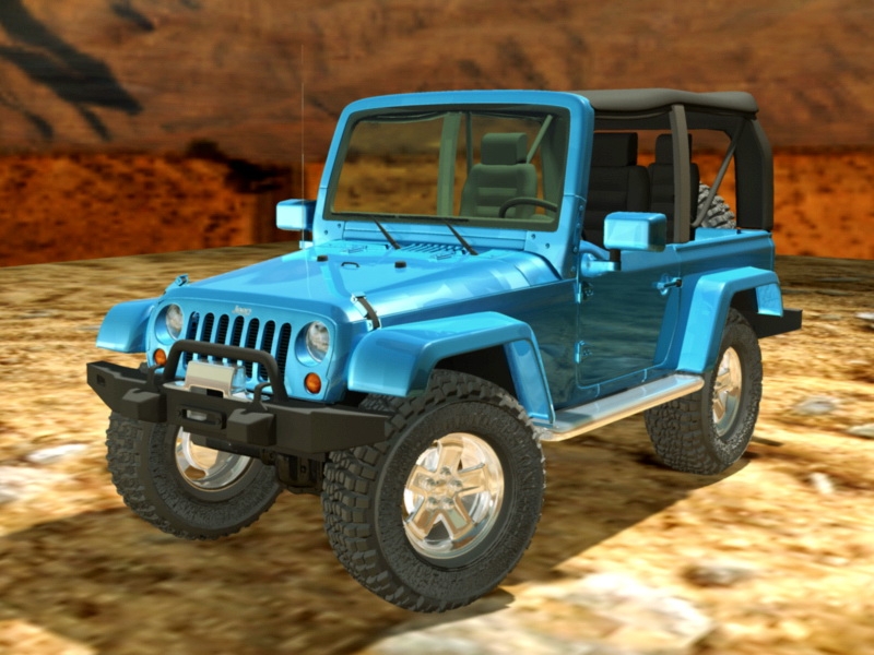 Blue Jeep Wrangler 3d model download — 3D model download