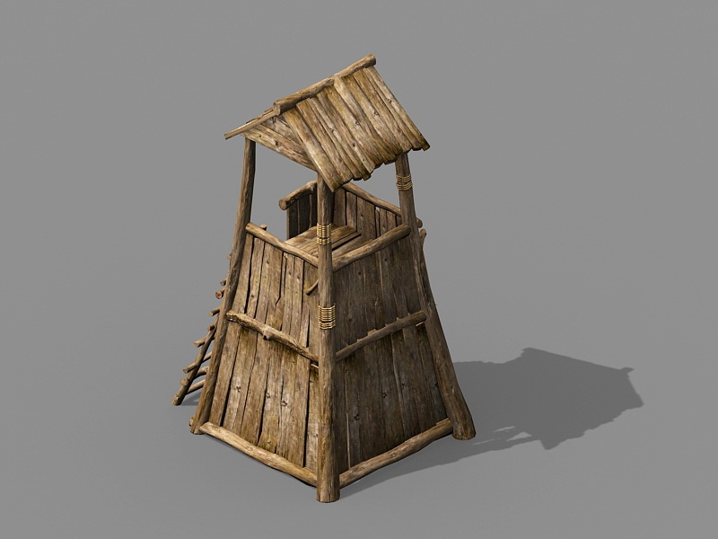 Vintage Wooden Guard Tower 3d model download — 3D model download