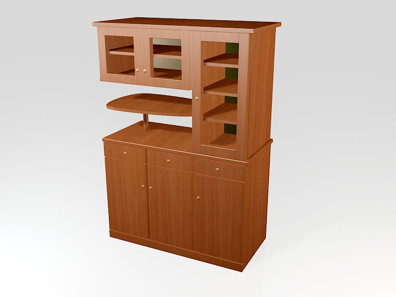 Wood Kitchen Storage Cabinet 3d model download — 3D model download