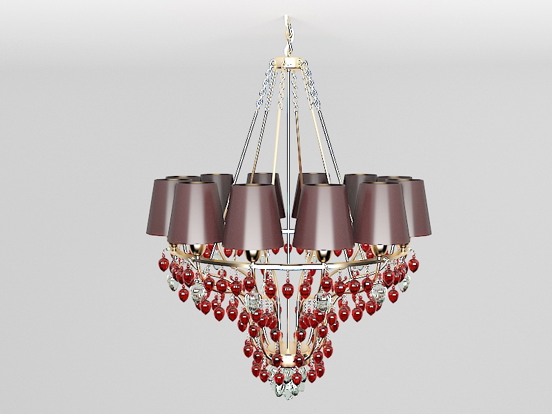 Red Crystal Chandelier 3d model download — 3D model download