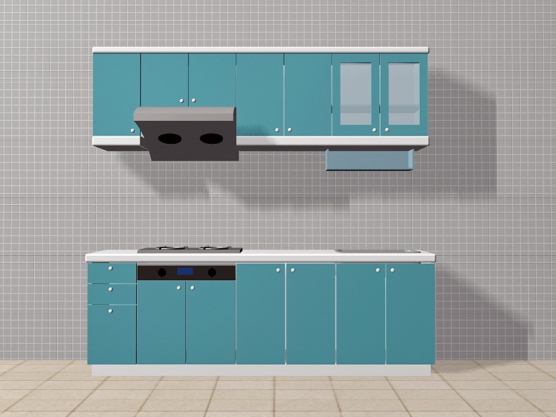 Blue Apartment Kitchen Ideas 3d model download — 3D model download