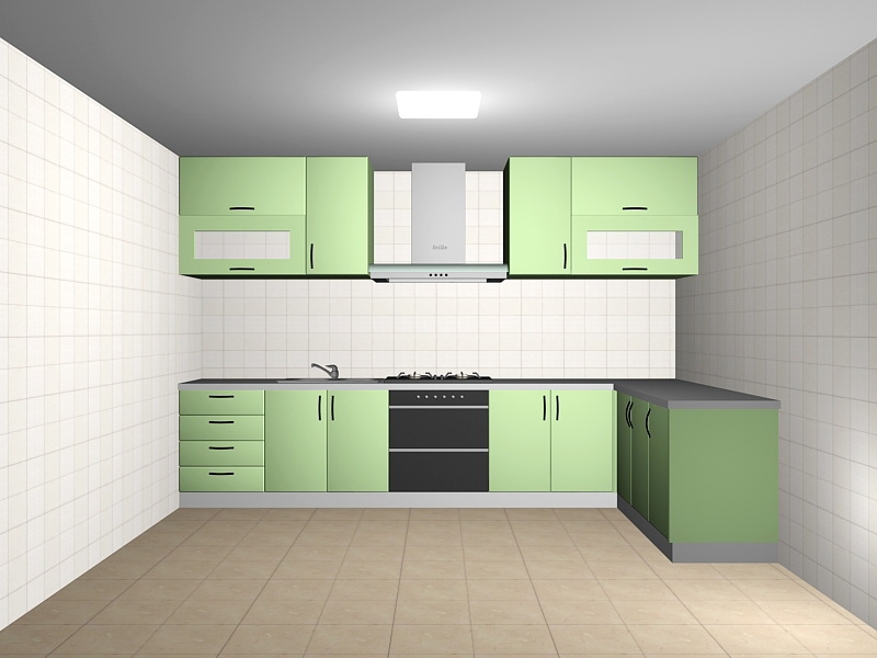Green Kitchen Design Ideas 3d model download — 3D model download