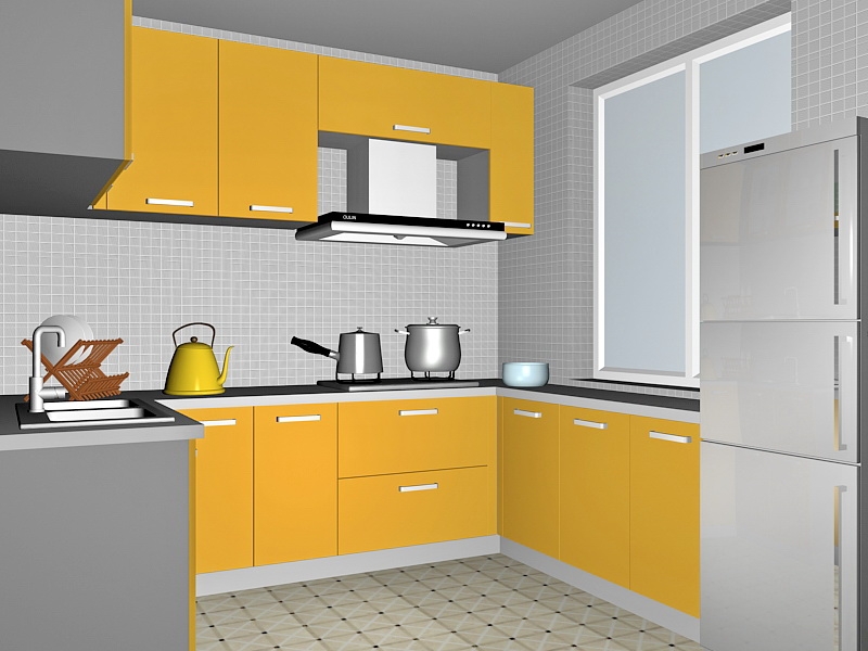 Yellow Kitchen Decor Ideas 3d model download — 3D model download