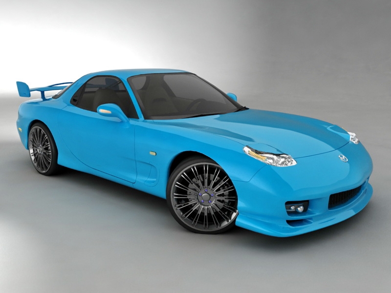 Mazda RX-7 Blue Sports Car 3d model download — 3D model download