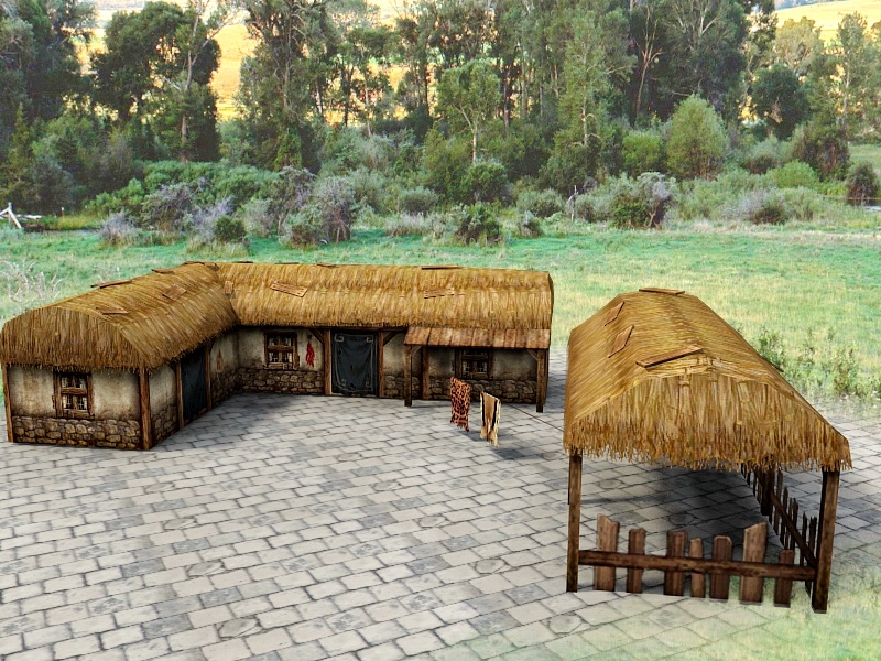 Vintage Thatch Roof Cottage 3d model download — 3D model download