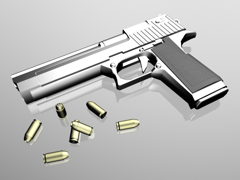 Pistol and Bullets 3d model download — 3D model download
