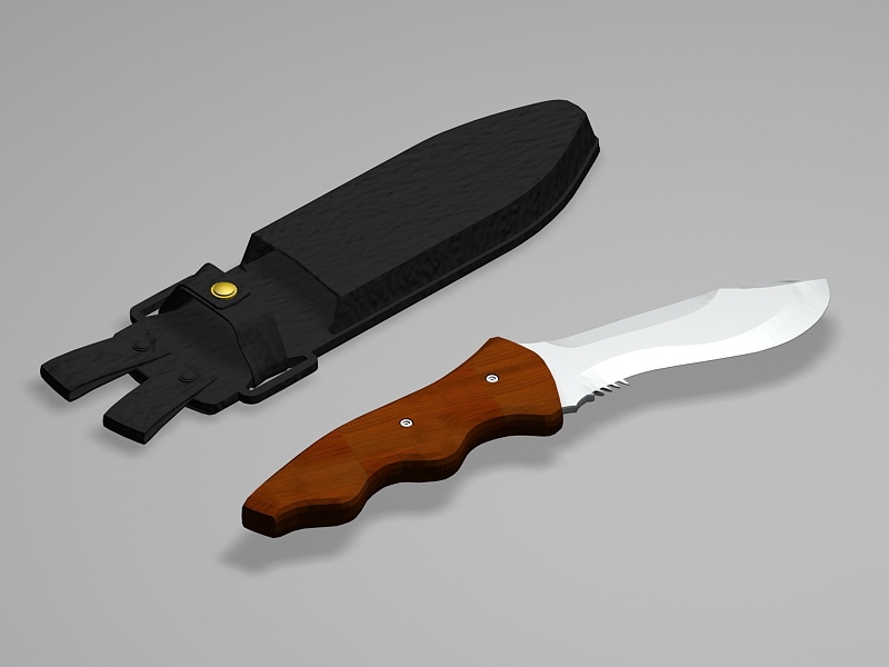 Hunting Knife with Sheath 3d model download — 3D model download