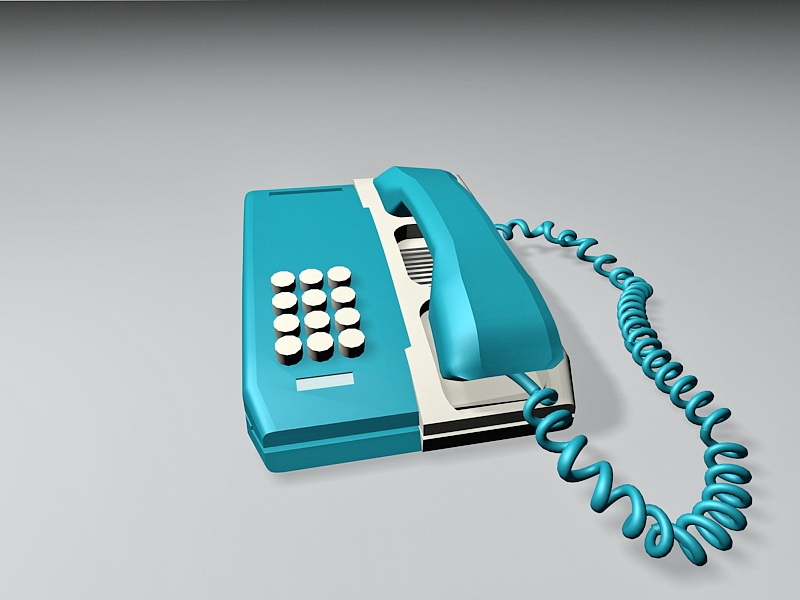 Blue Desk Telephone 3d model download — 3D model download