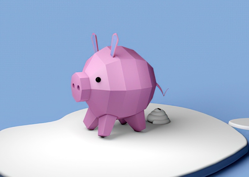 Low Poly Piglet Cartoon 3d model download — 3D model download
