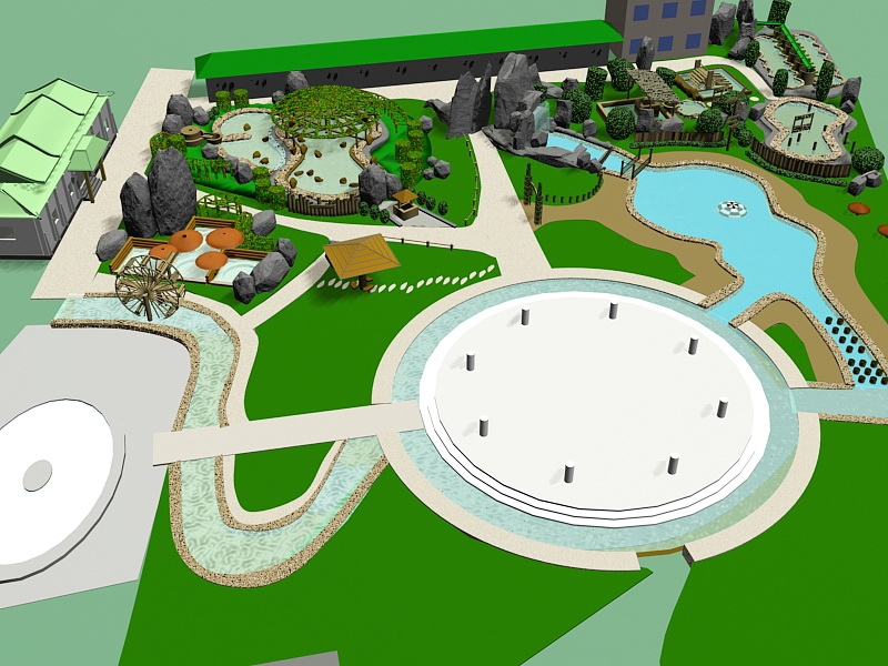 Small Park Design 3d model download — 3D model download