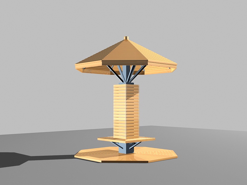 Wood Gazebo Design 3d model download — 3D model download