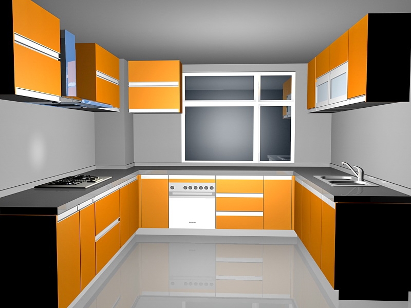 Orange Kitchen Design Ideas 3d model download — 3D model download