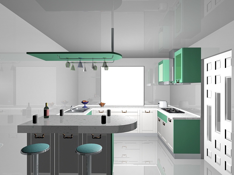 White and Green Kitchen Ideas 3d model download — 3D model download