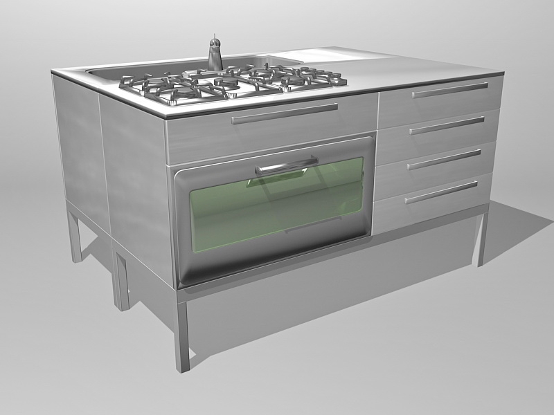 Commercial Kitchen Stove 3d model download — 3D model download