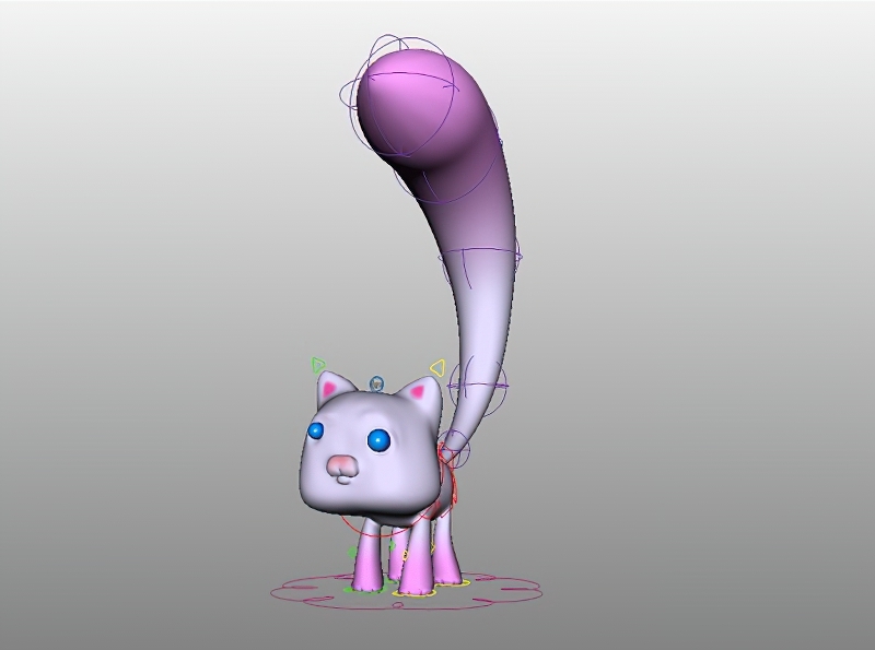 Cute Cartoon Kitty Rig 3d model download — 3D model download