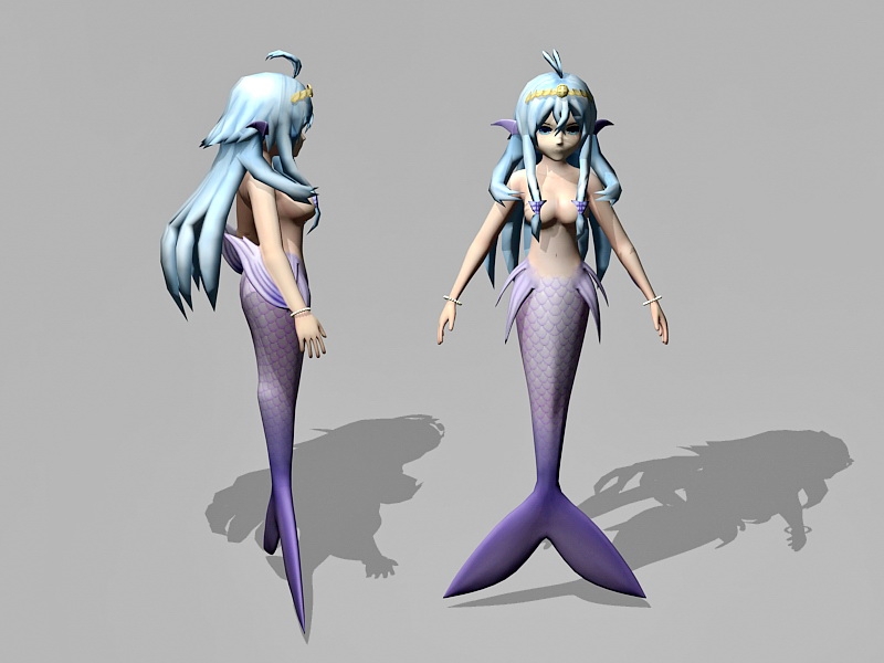 Pretty Anime Mermaid 3d model download — 3D model download