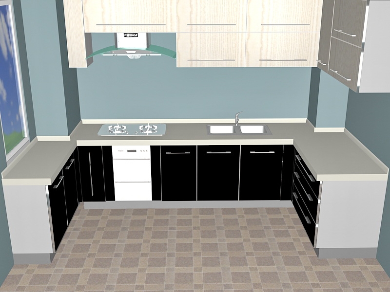 Classic Small Kitchen Design 3d model download — 3D model download