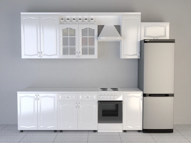 Modern White Kitchen Design 3d model download — 3D model download