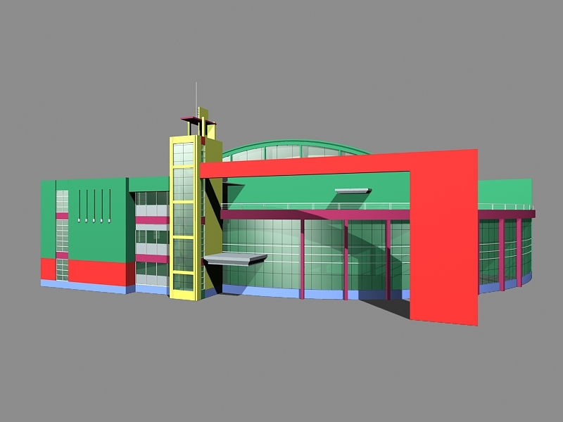 Supermarket Exterior Architecture 3d model download — 3D model download
