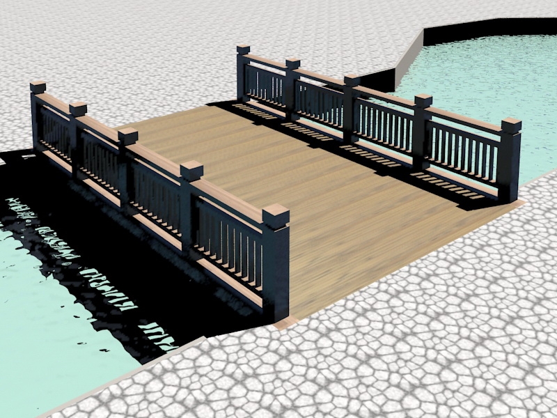 Wooden Landscape Bridge 3d model download — 3D model download
