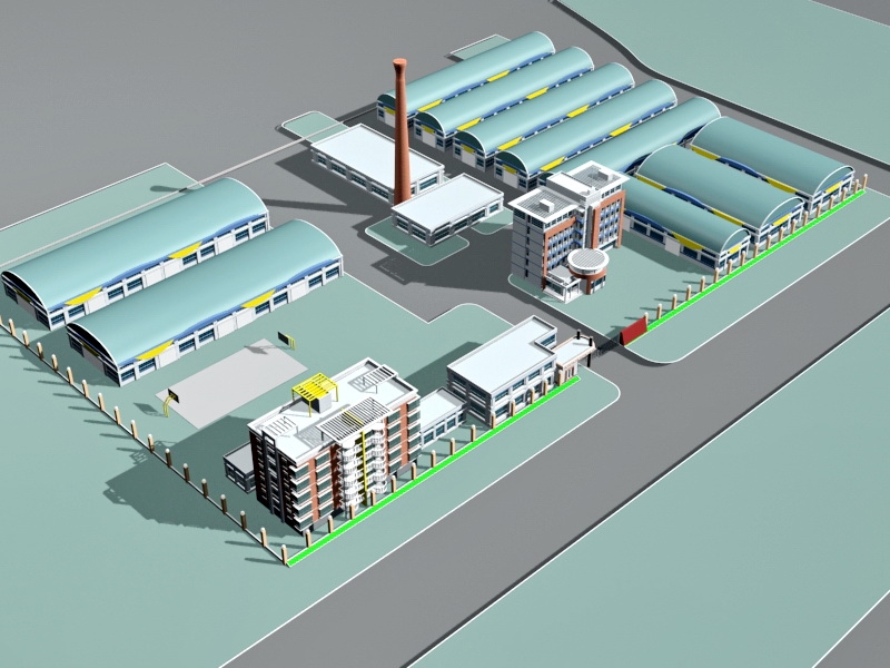 Industrial Factory Building Exterior 3d model download — 3D model download