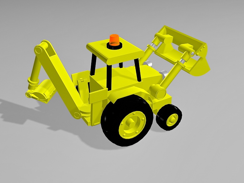 Cartoon Backhoe Loader 3d model download — 3D model download