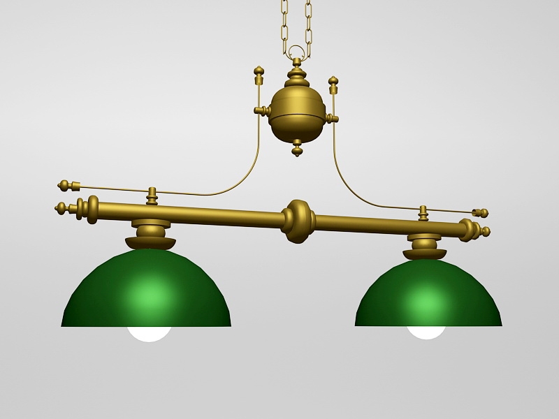 Antique Brass Billiard Table Pendant Lighting 3d model download — 3D model download
