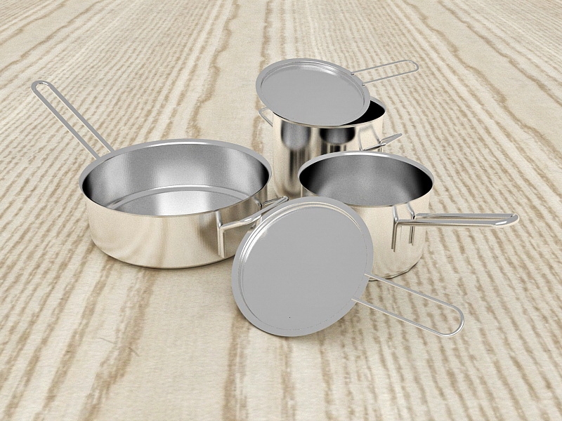 Stainless Steel Pans 3d model download — 3D model download
