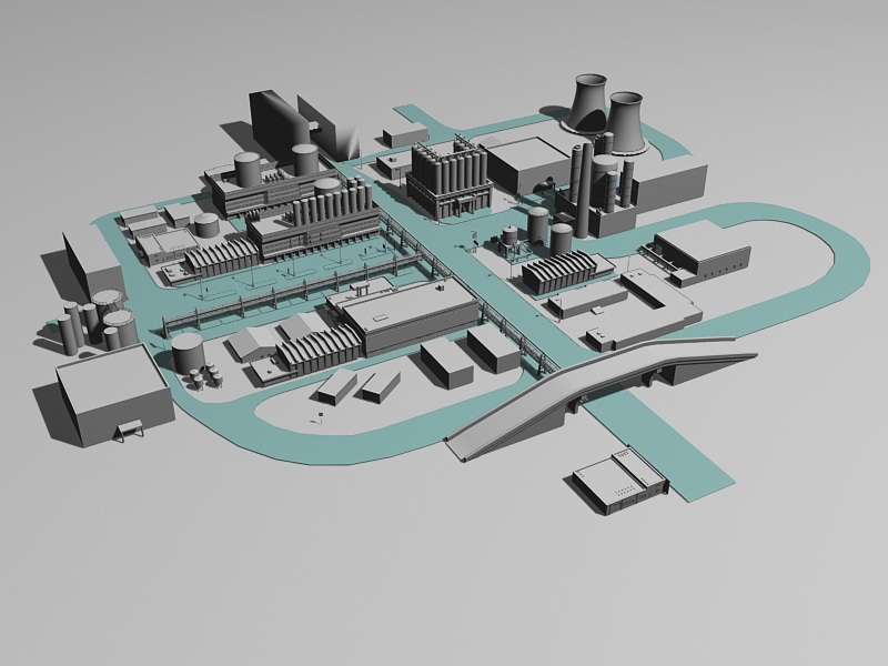 Industrial Chemical Plant 3d model download — 3D model download