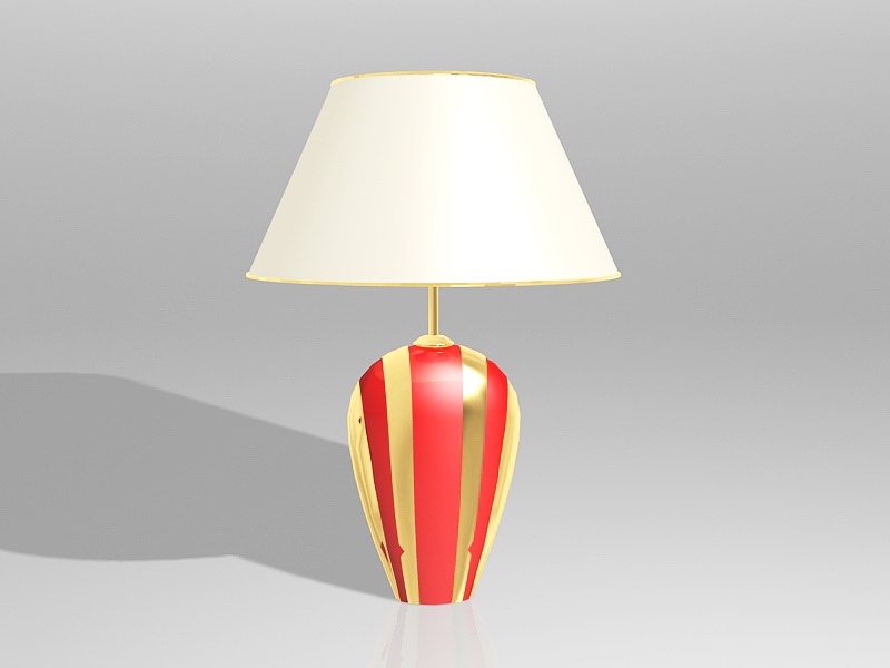 Red Ceramic Table Lamp 3d model download — 3D model download