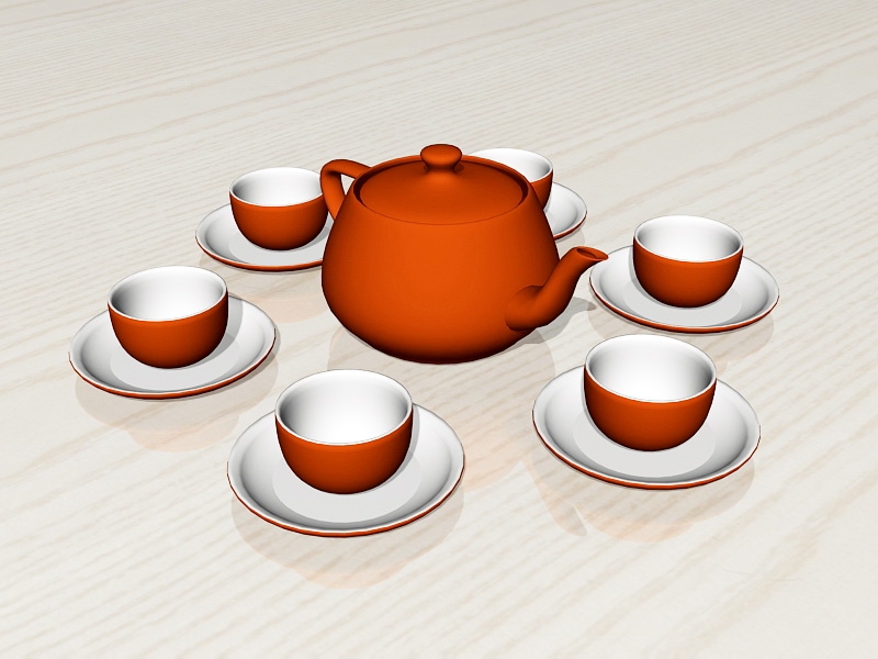 Porcelain Chinese Tea Set 3d model download — 3D model download