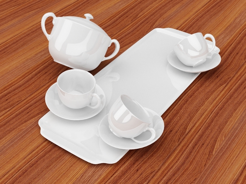 White Porcelain Tea Set 3d model download — 3D model download