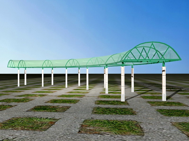 Modern Glass Roof Pergola 3d model download — 3D model download