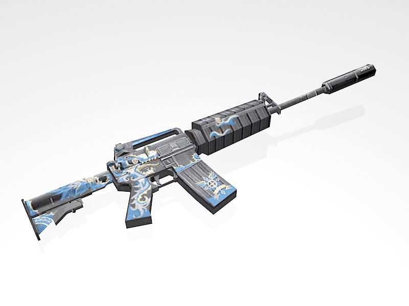 M4A1 Blue Dragon 3d model download — 3D model download
