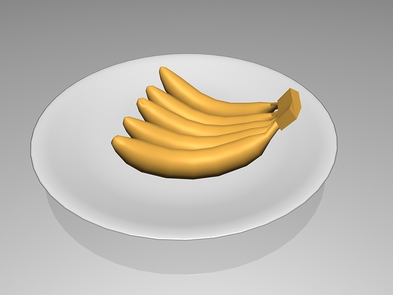 Banana On Plate 3d model download — 3D model download