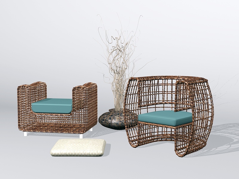 Wicker Rattan Furniture Sets 3d model download — 3D model download