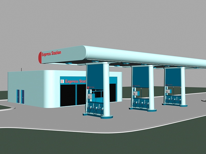 Gas Station Building 3d model download — 3D model download